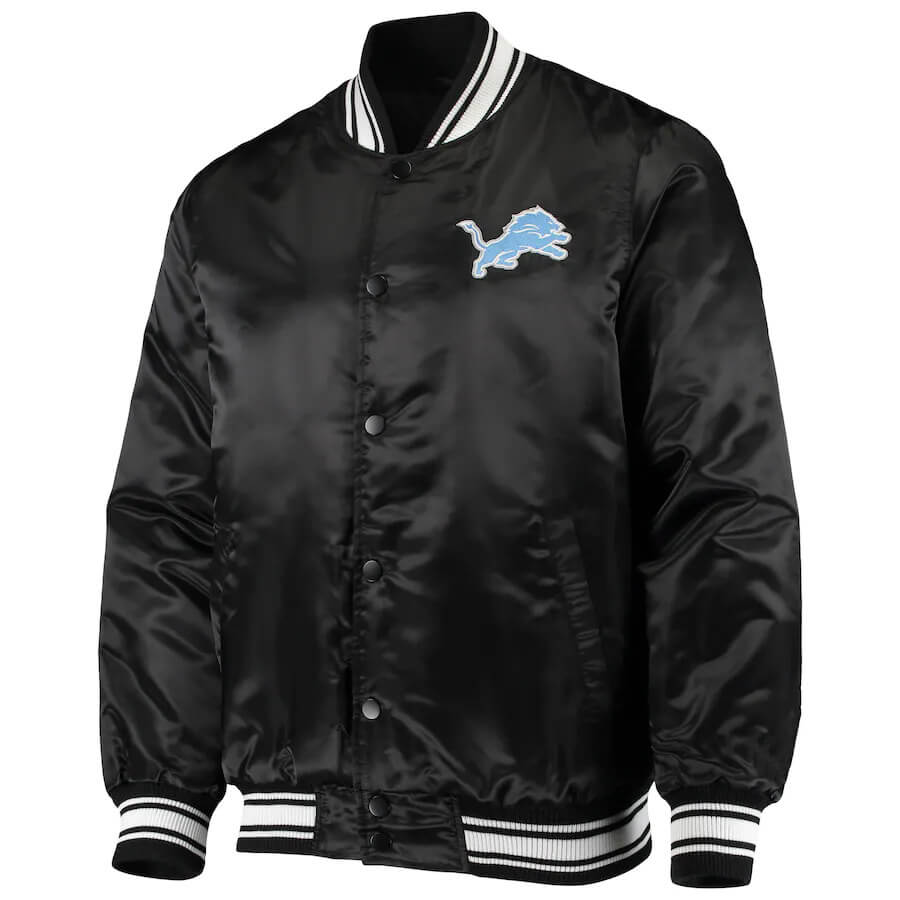 Gray NFL Team Detroit Lions Satin Jacket - Maker of Jacket