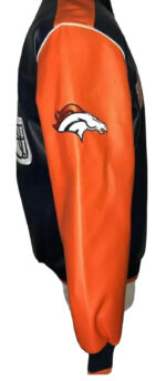Black Orange NFL Denver Broncos Leather Jacket