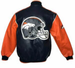 Black Orange NFL Denver Broncos Leather Jacket