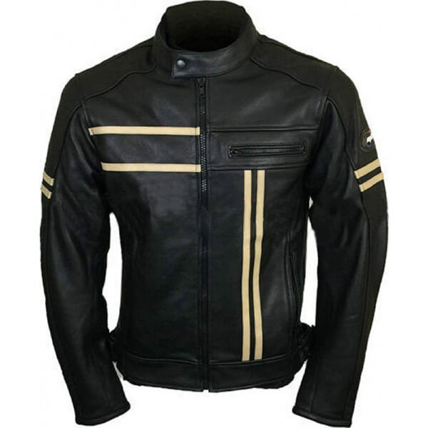 Cafe Racer Retro Biker Black Leather Jacket - Maker of Jacket