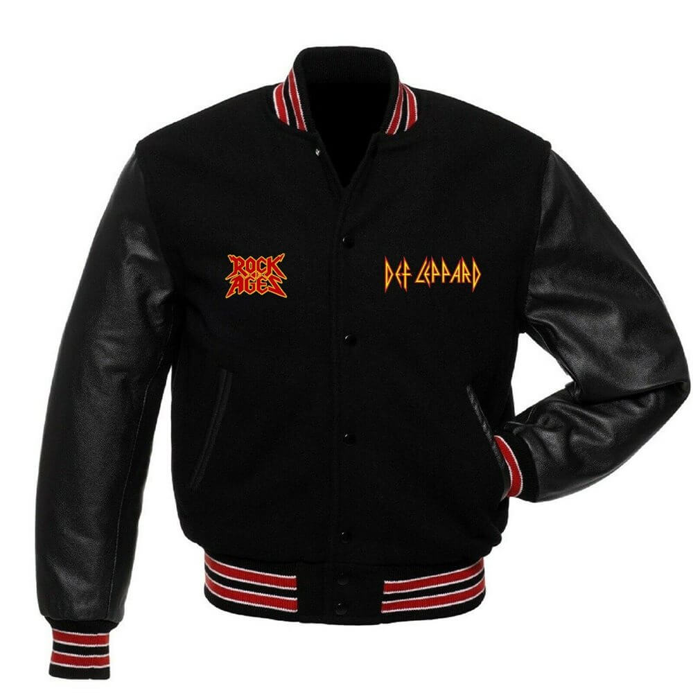 Def Leppard Black Wool Leather Jacket - Maker of Jacket