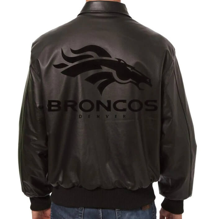 NFL Denver Broncos Fur Collar Leather Jacket Mens - Freedomdesign