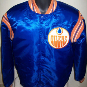 Edmonton Oilers Satin NHL Snap Down Jacket (front)