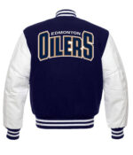 Edmonton Oilers Varsity Blue White Jacket