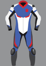 Gray Blue Suzuki Motorcycle Racing Leather Suit