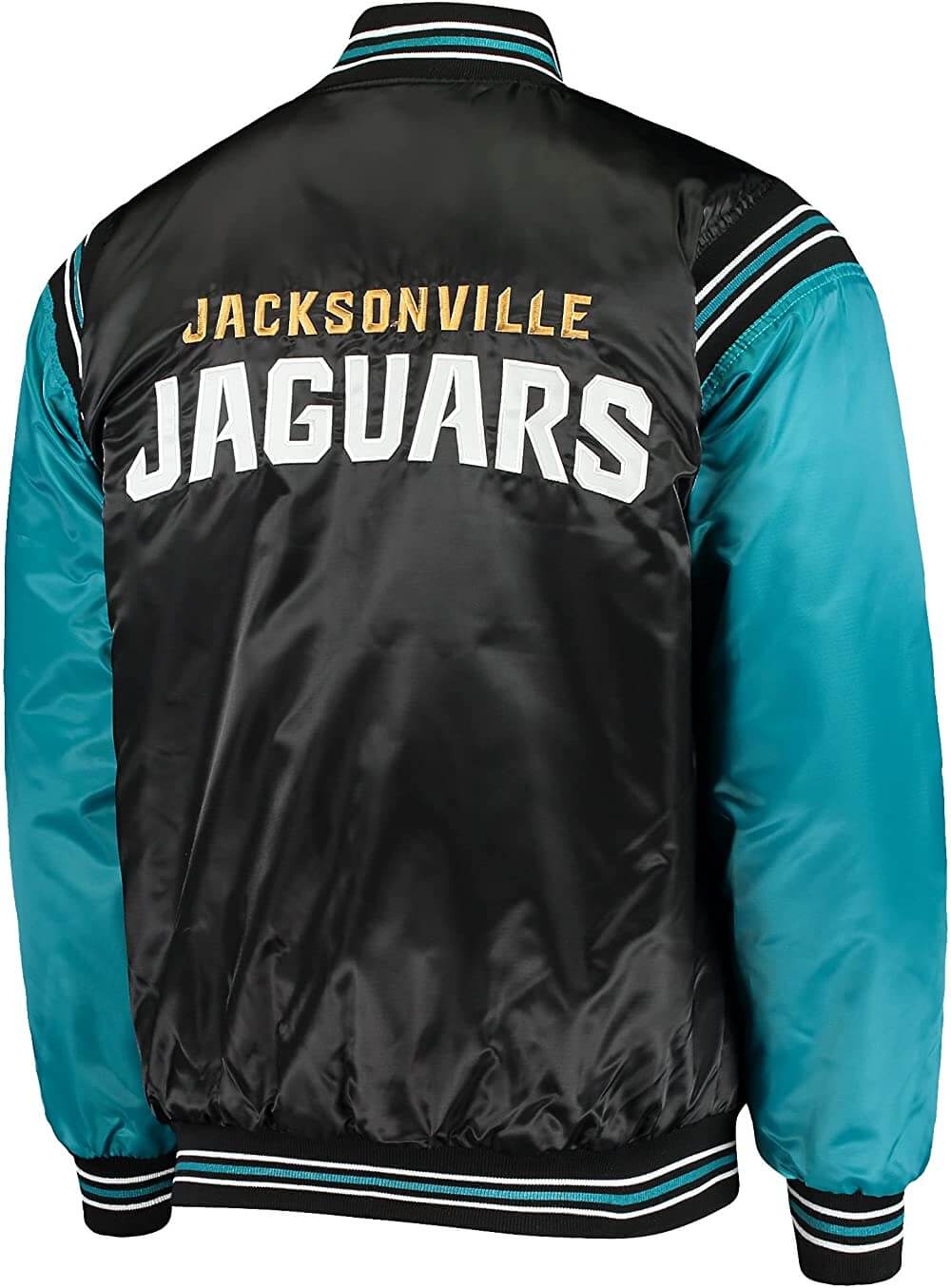 Jacksonville Jaguars NFL Black And Blue Satin Jacket - Maker of Jacket