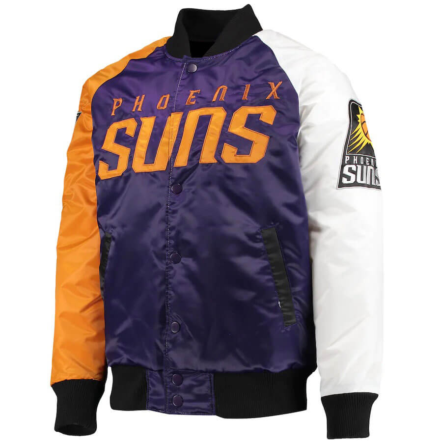 Maker of Jacket Sports Leagues Jackets NBA Teams Phoenix Suns Throwback White Satin