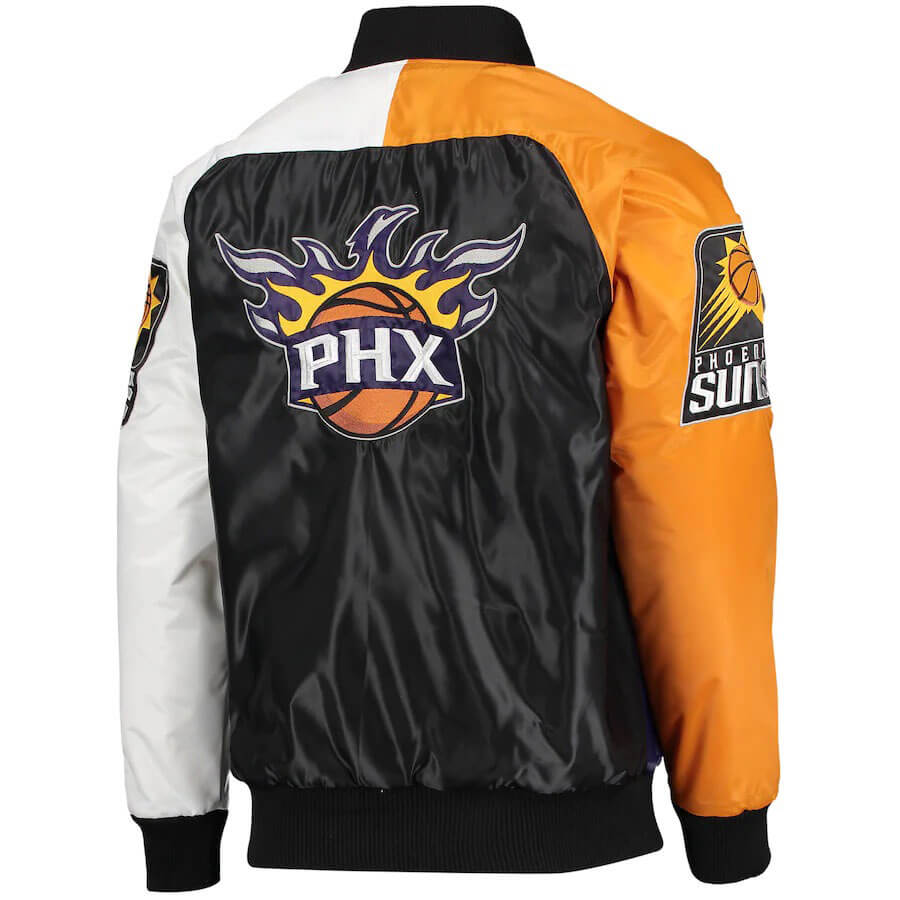 Maker of Jacket Sports Leagues Jackets NBA Teams Phoenix Suns Throwback White Satin