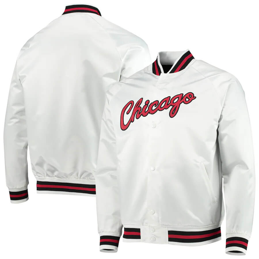 Chicago Bulls Denim Jacket W/team Design Printed Fabric