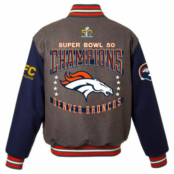 NFL Team Apparel Denver Broncos Superbowl 50 Championship Coat Jacket Sz L  for sale online