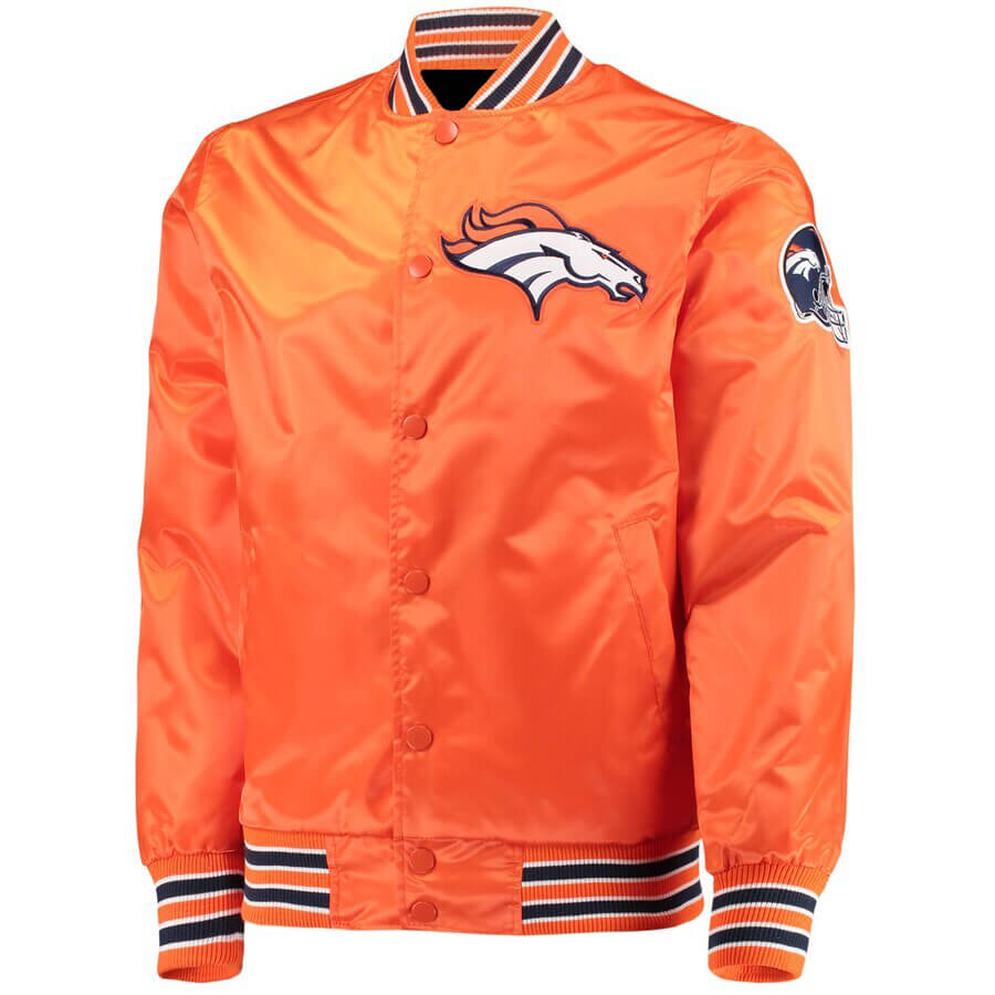 Denver Broncos Orange and White Satin Jacket