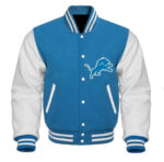 Varsity Detroit Lions Light Blue and Gray Two Tone Jacket