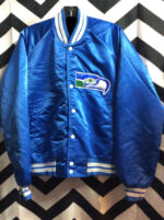 NFL Team Seattle Seahawks Chalk Line Blue Satin Jacket Front