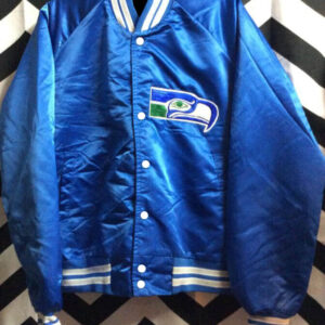 NFL Team Seattle Seahawks Chalk Line Blue Satin Jacket Front