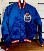 NHL Edmonton Oilers Throwback Satin Jacket (front)