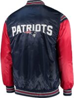 New England Patriots NFL Navy And Red Satin Jacket Back