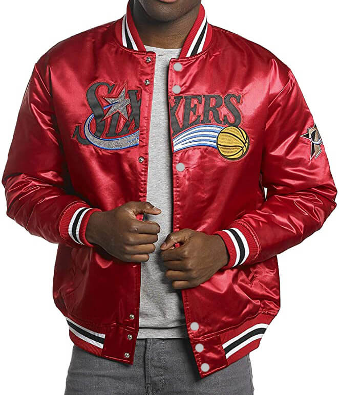 76ers Philadelphia Sixers Red Satin Jacket