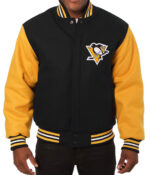Pittsburgh Penguins Black And Yellow Varsity Jacket