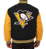 Pittsburgh Penguins Black And Yellow Varsity Jacket