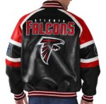 Custom Name NFL Football Atlanta Falcons Logo Brown And Black Leather Jacket  For Fans - Freedomdesign