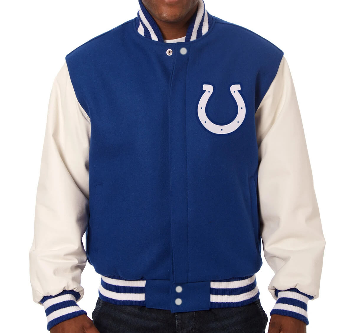 Blue and White Indianapolis Colts Letterman Jacket