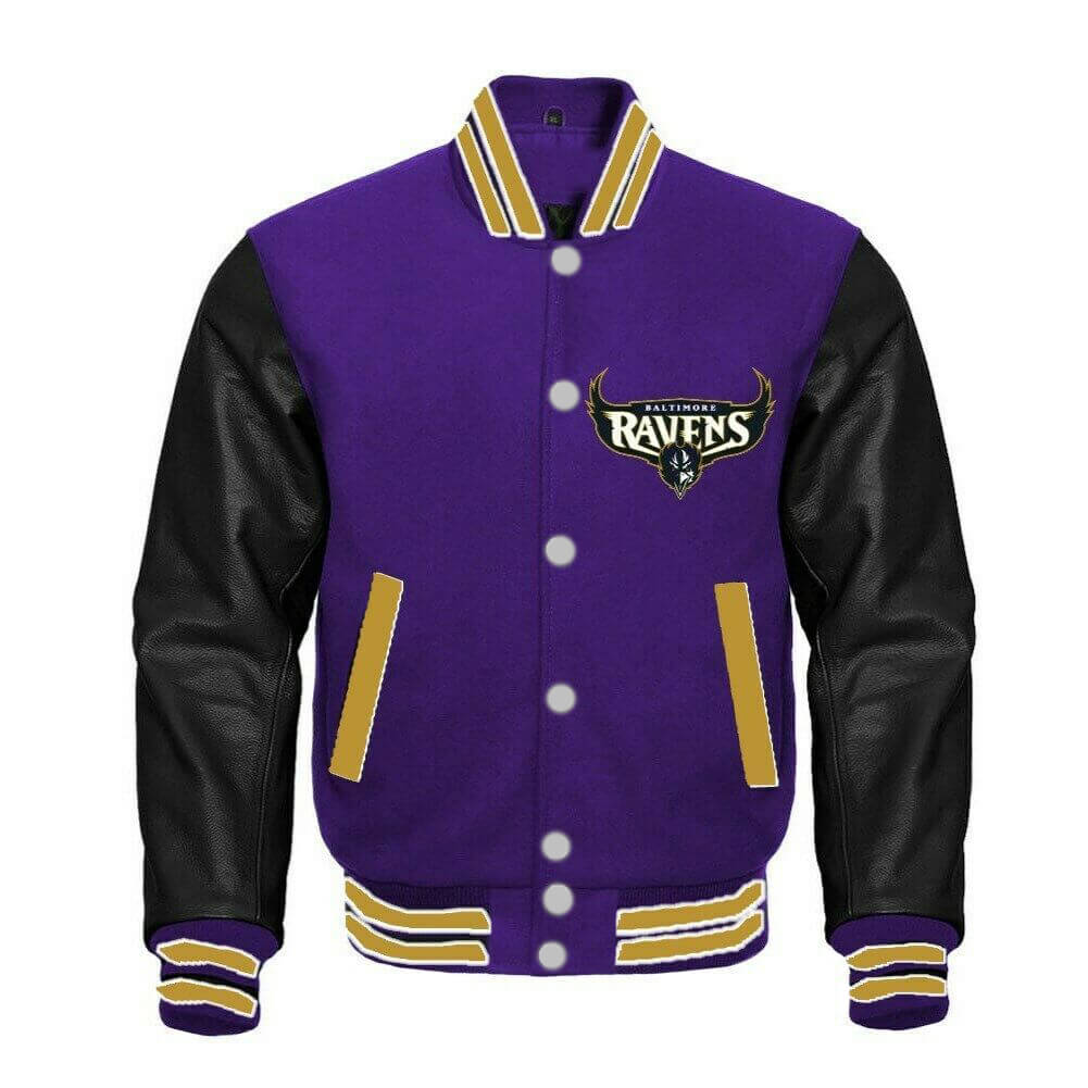 Jacket Makers Varsity Black and Purple Jacket
