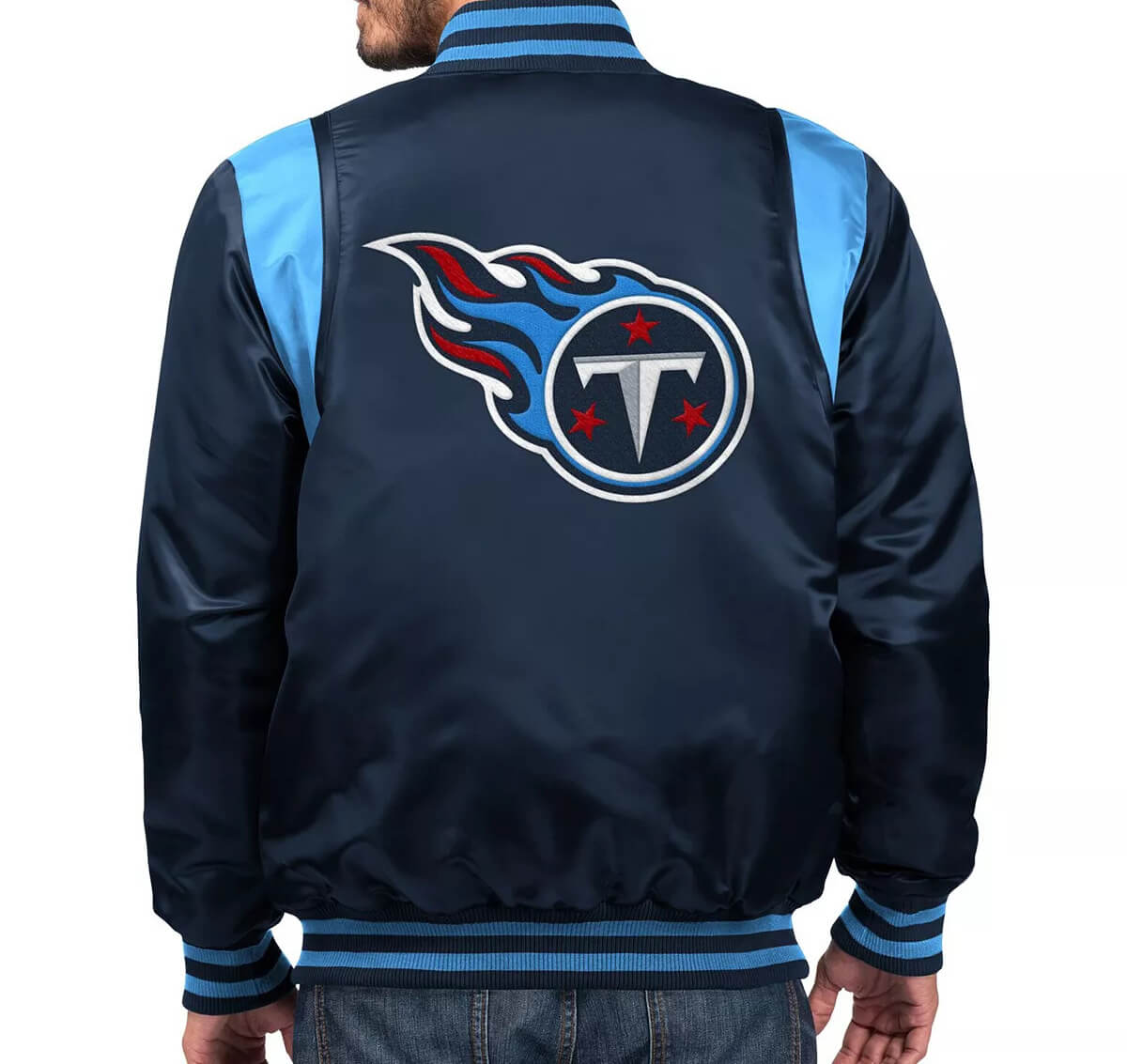 NFL Team Color Men's Suede Varsity Jacket with Snap Closure 