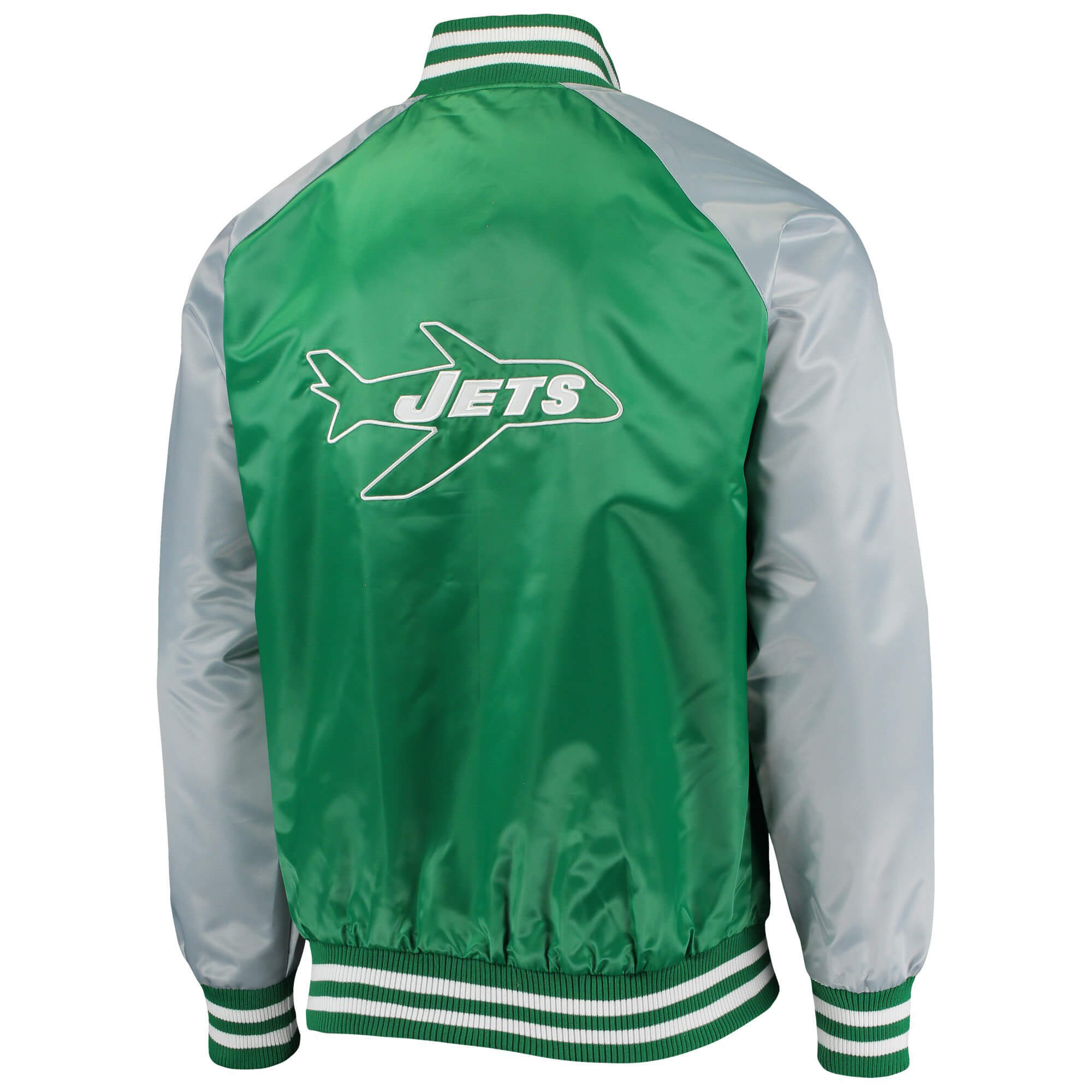 Starter Satin White and Green New York Jets Jacket - Jacket Makers