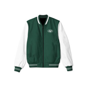 80s NFL New York Jets Green Satin Varsity Jacket Lightweight Bomber Jacket