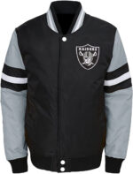 Oakland Raiders Black Grey Bomber Jacket Front
