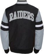 Oakland Raiders Black Grey Bomber Jacket Back