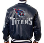 NFL Tennessee Titans Full Zip Blue Suede LeatherJacket w Bonus Scraf &  Muffs XXL