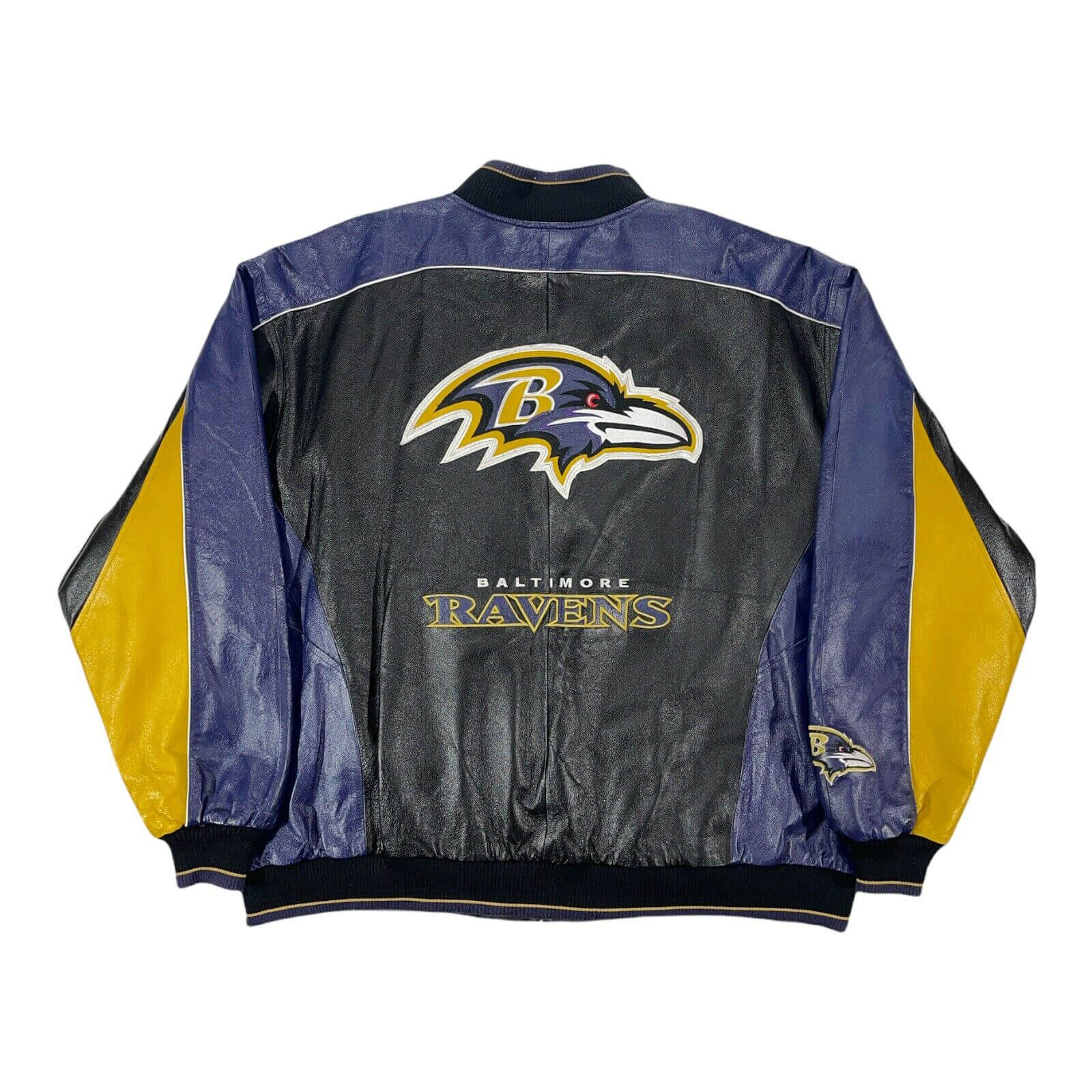 Vintage Baltimore Ravens NFL Tricolor Leather Jacket - Maker of Jacket