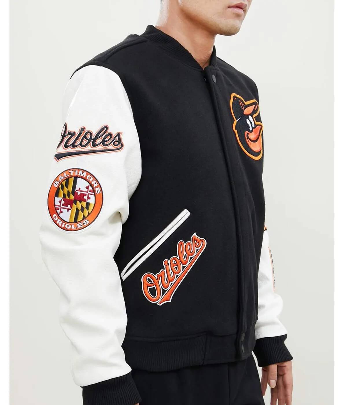 Baltimore Orioles Black And White Letterman Jacket - Maker of Jacket