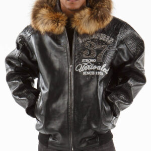 Black Avant Garde Pelle Pelle Fur Hood Jacket