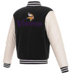 Black White NFL Minnesota Vikings Varsity Jacket