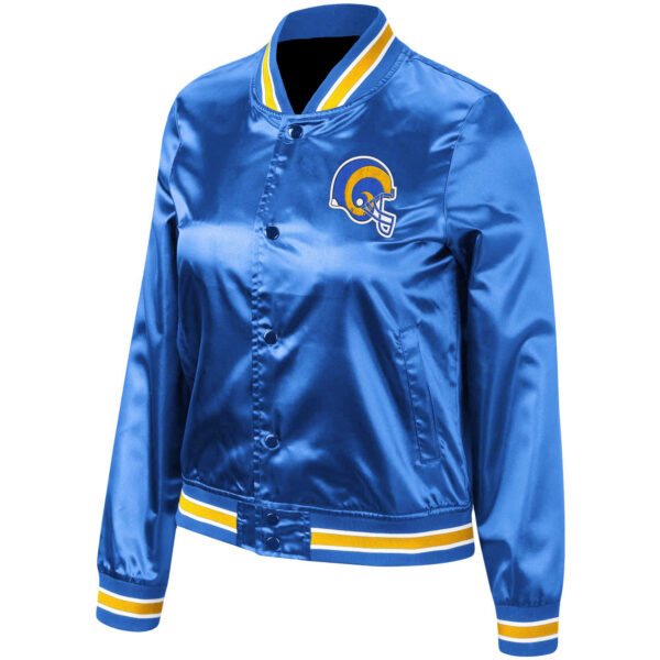 Maker of Jacket NFL Los Angeles Rams White Royal Blue Satin