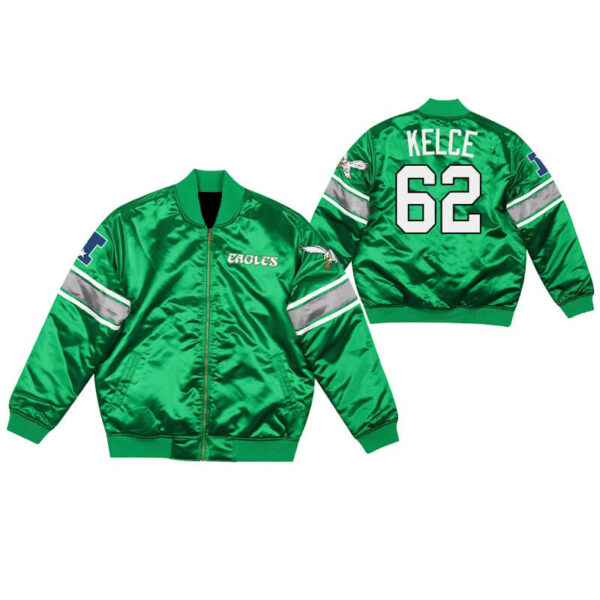 Maker of Jacket Sports Leagues Jackets NFL Philadelphia Eagles Throwback Youth Satin