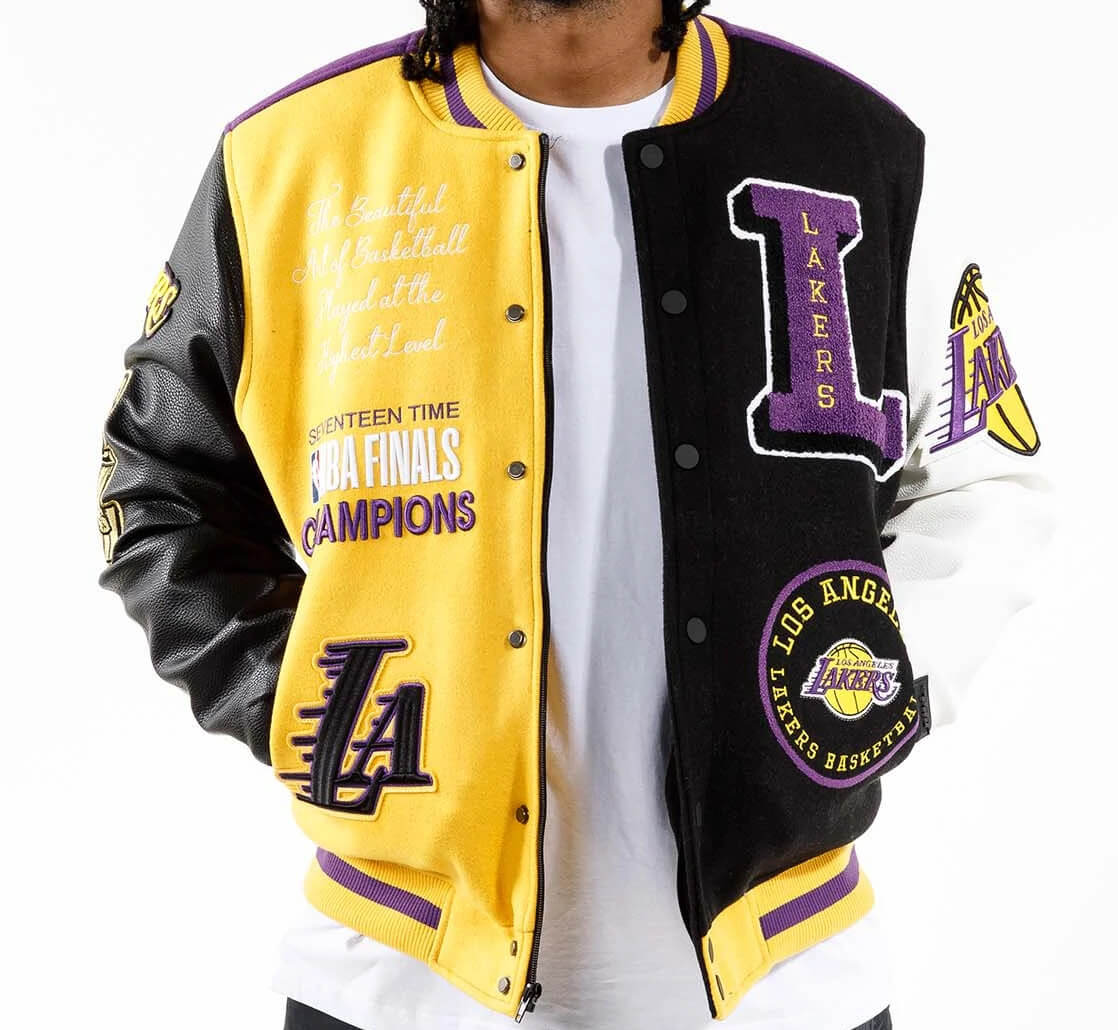 JH Design Men's Los Angeles Lakers Black Varsity Jacket, XXXL