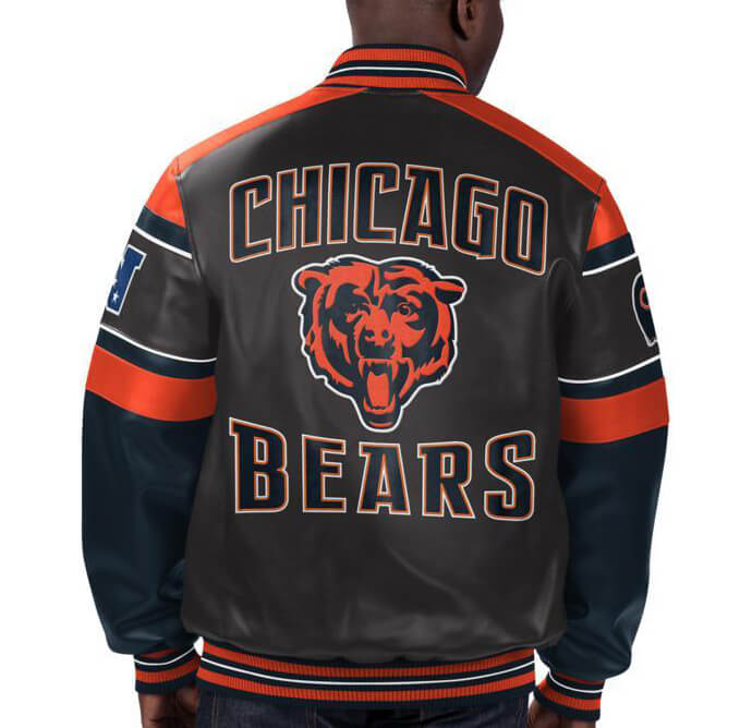 Maker of Jacket NFL Chicago Bears Black Navy Leather