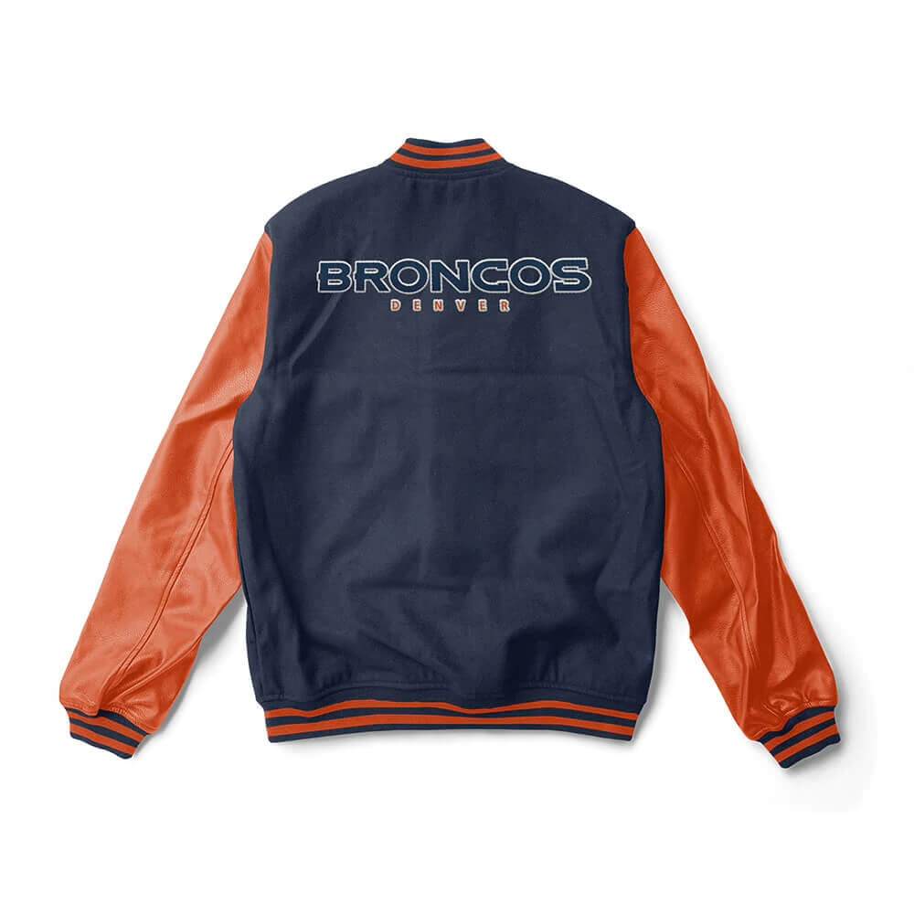 Men's Denver Broncos JH Design Navy Poly Twill Varsity Jacket