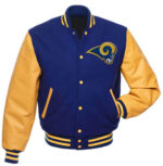 Pull&Bear NFL LA Rams vasity jacket in blue