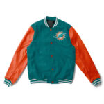 NFL Miami Dolphins Light Blue And Orange Varsity Jacket