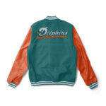 NFL Miami Dolphins Light Blue And Orange Varsity Jacket