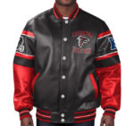 Custom Name NFL Football Atlanta Falcons Logo Brown And Black Leather Jacket  For Fans - Freedomdesign