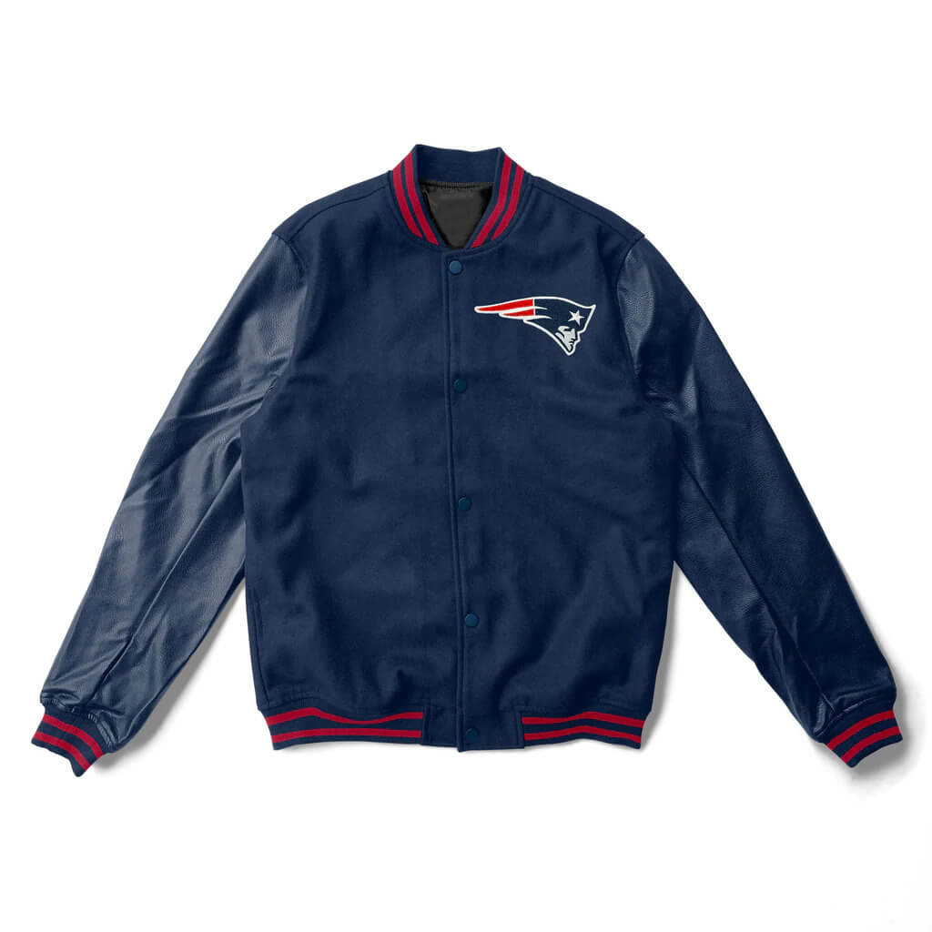 Maker of Jacket NFL New England Patriots Navy and White Varsity