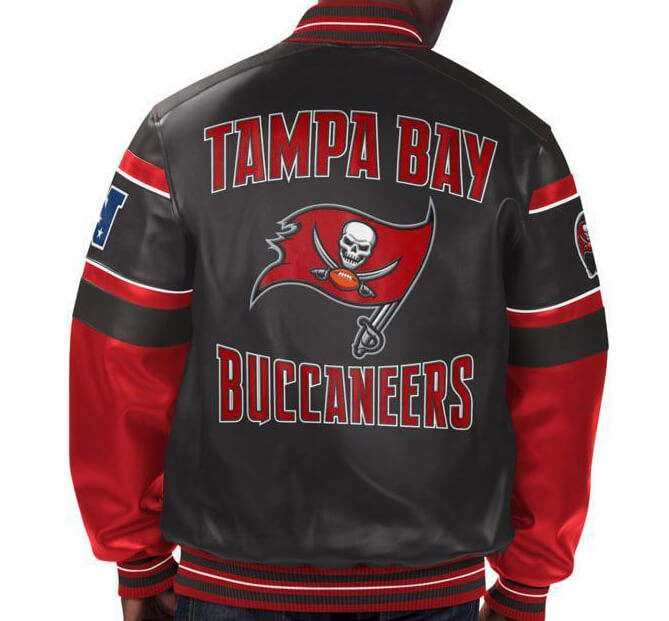 NFL Tampa Bay Buccaneers Leather Jacket Size M Embroidered Logo Bucs