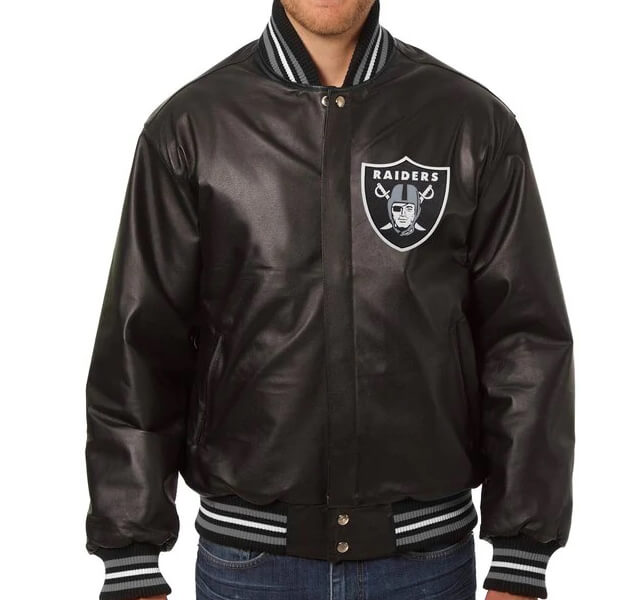 Product Detail  LAS VEGAS RAIDERS FAUX LEATHER JACKET - Black - M