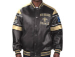 New Orleans Saints NFL Motor Fleece Leather Jacket - Freedomdesign