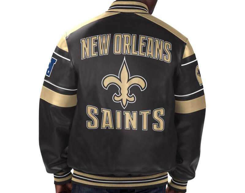 New Orleans Sa Men Custom PU Leather Jacket Custom Football Sport